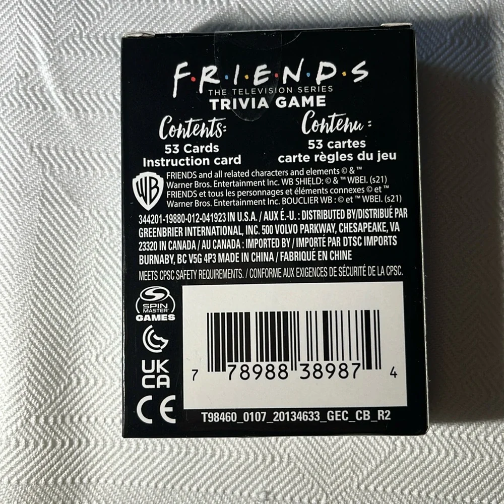 Friends Socks 2 Pair and Friends Trivia‎ Card Game New in Packages